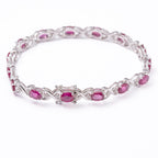 Perlore Platinum 950 Oval Burmese Rubies and Diamond Tennis Bracelet