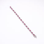 Perlore Platinum 950 Oval Burmese Rubies and Diamond Tennis Bracelet