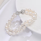 Perlore AAA White Drop-Shape Freshwater Pearl Double-Strand Bracelet