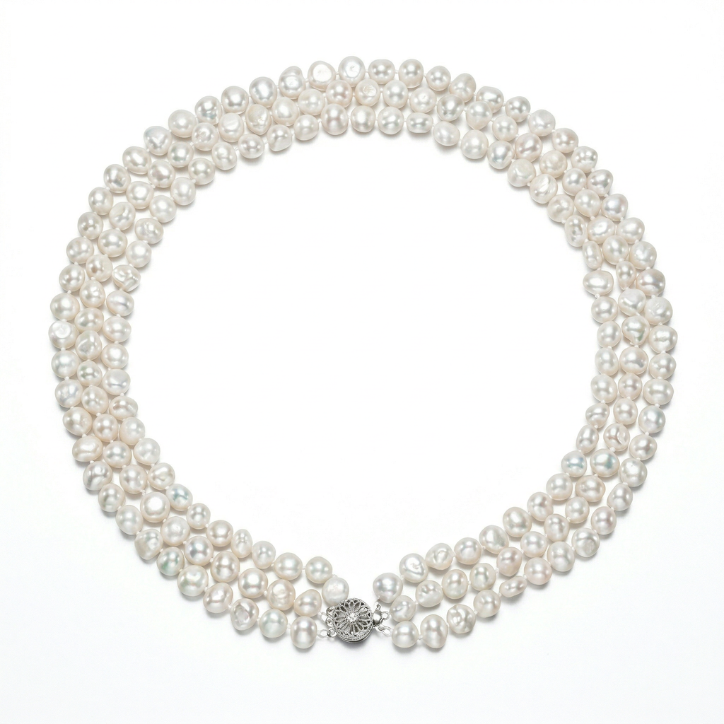 Perlore The Triple Row 18", 19" & 20" Baroque Pearl Necklace