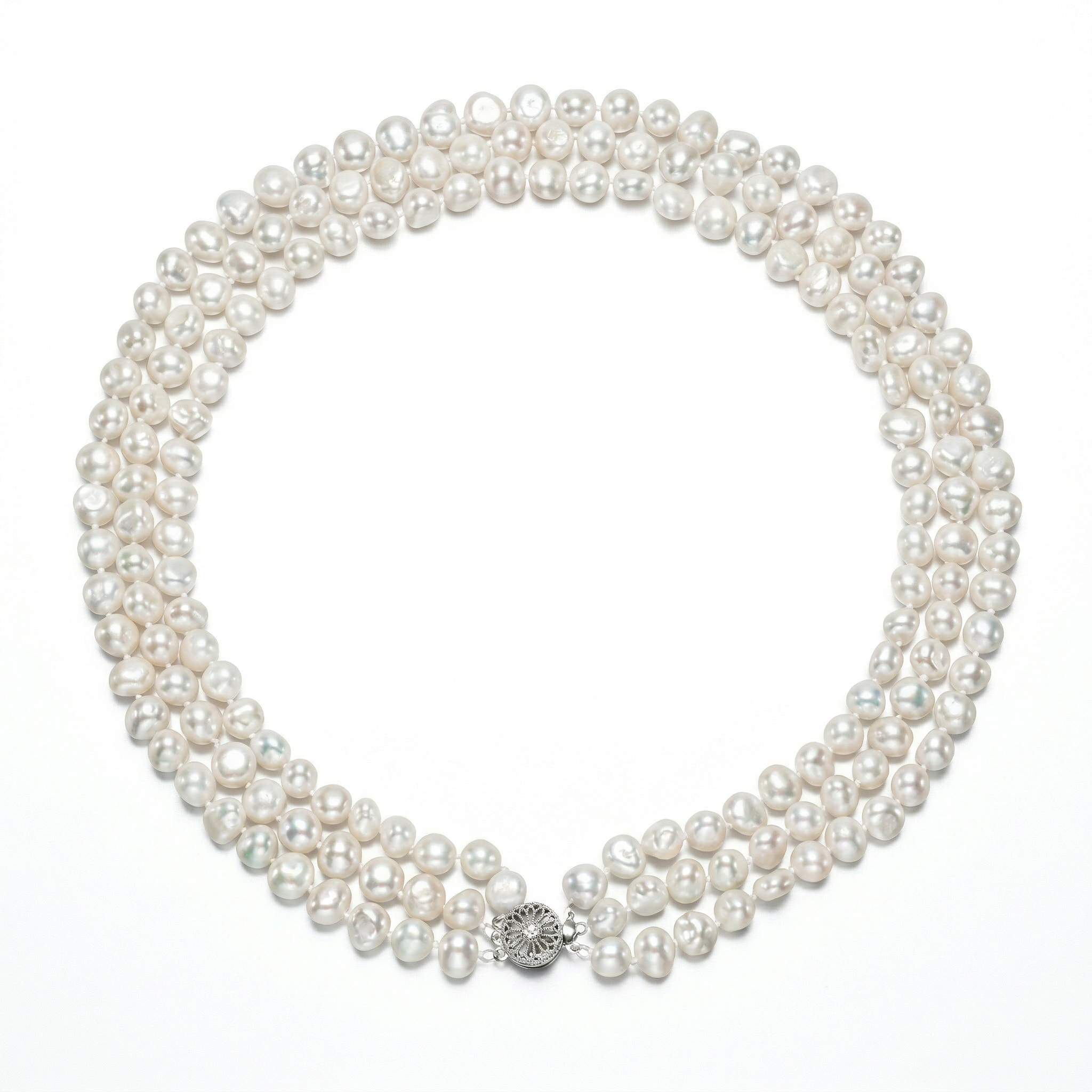 Perlore The Triple Row 18", 19" & 20" Baroque Pearl Necklace