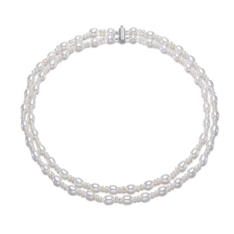Perlore Duo Rice & Baroque Layered Necklace