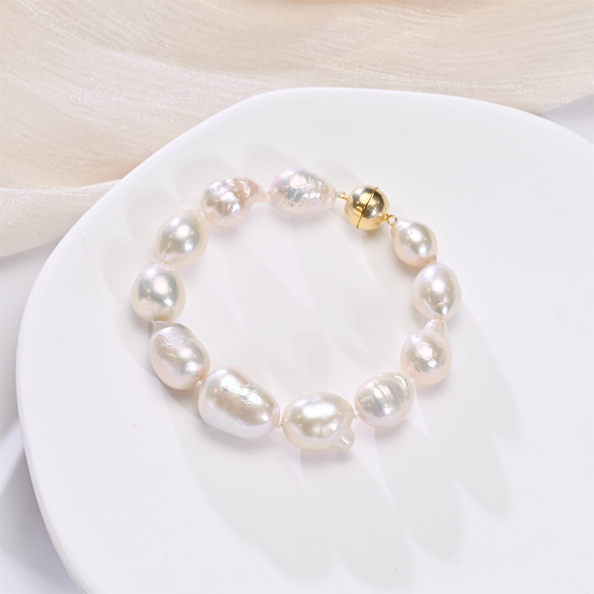 Perlore Lustrous Baroque: Large AA Freshwater Pearl Statement Bracelet Sterling Silver Clasp