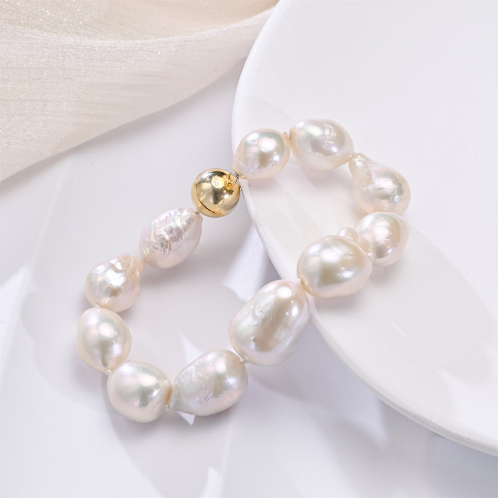 Perlore Lustrous Baroque: Large AA Freshwater Pearl Statement Bracelet Sterling Silver Clasp
