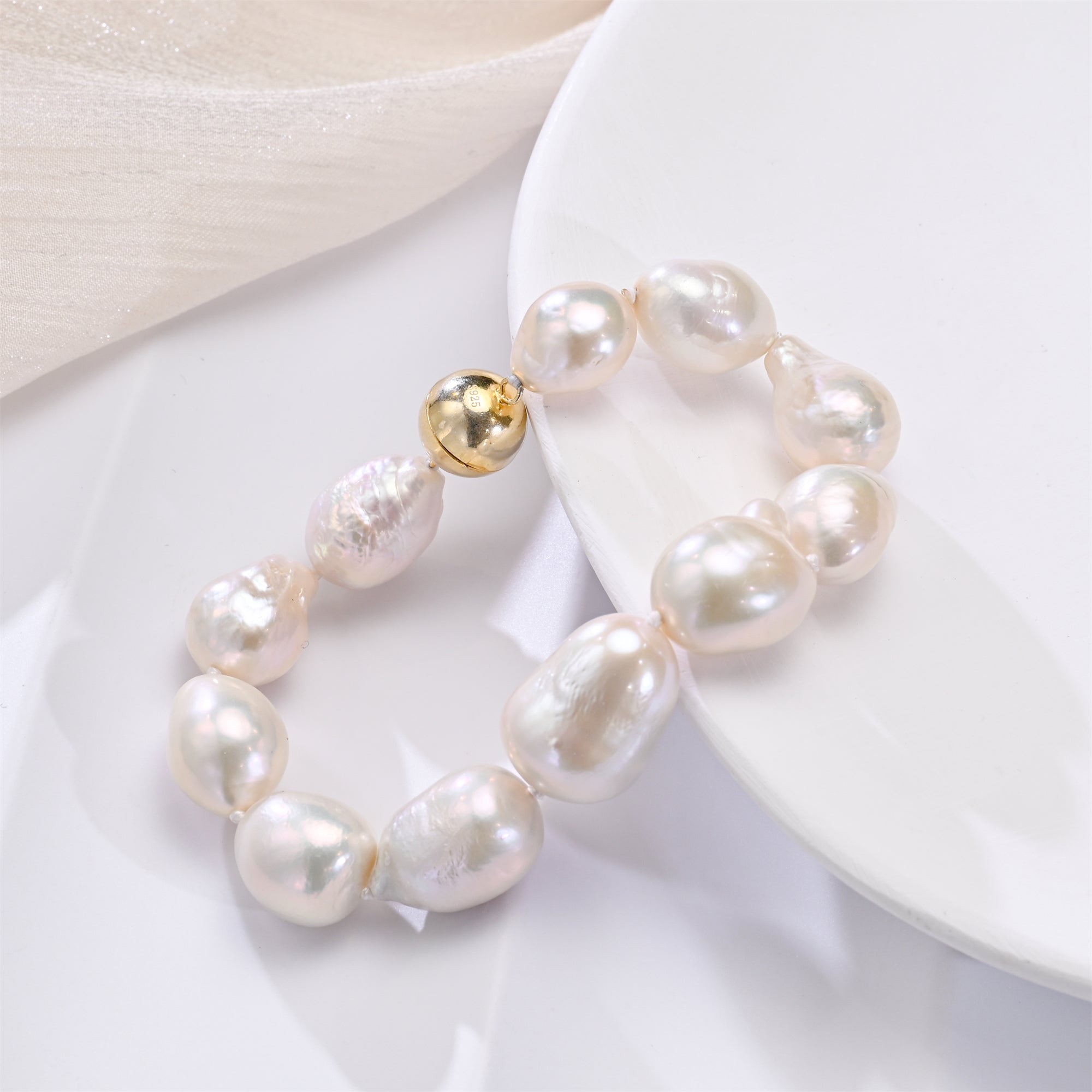 Perlore Lustrous Baroque: Large AA Freshwater Pearl Statement Bracelet Sterling Silver Clasp