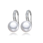 Classic Ribbon Pearl Button Earrings in Sterling Silver