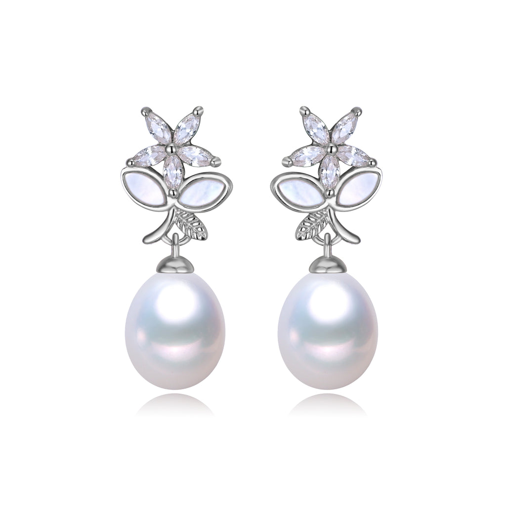 Perlore Garden AAA Teardrop Freshwater Pearl Drop Earrings