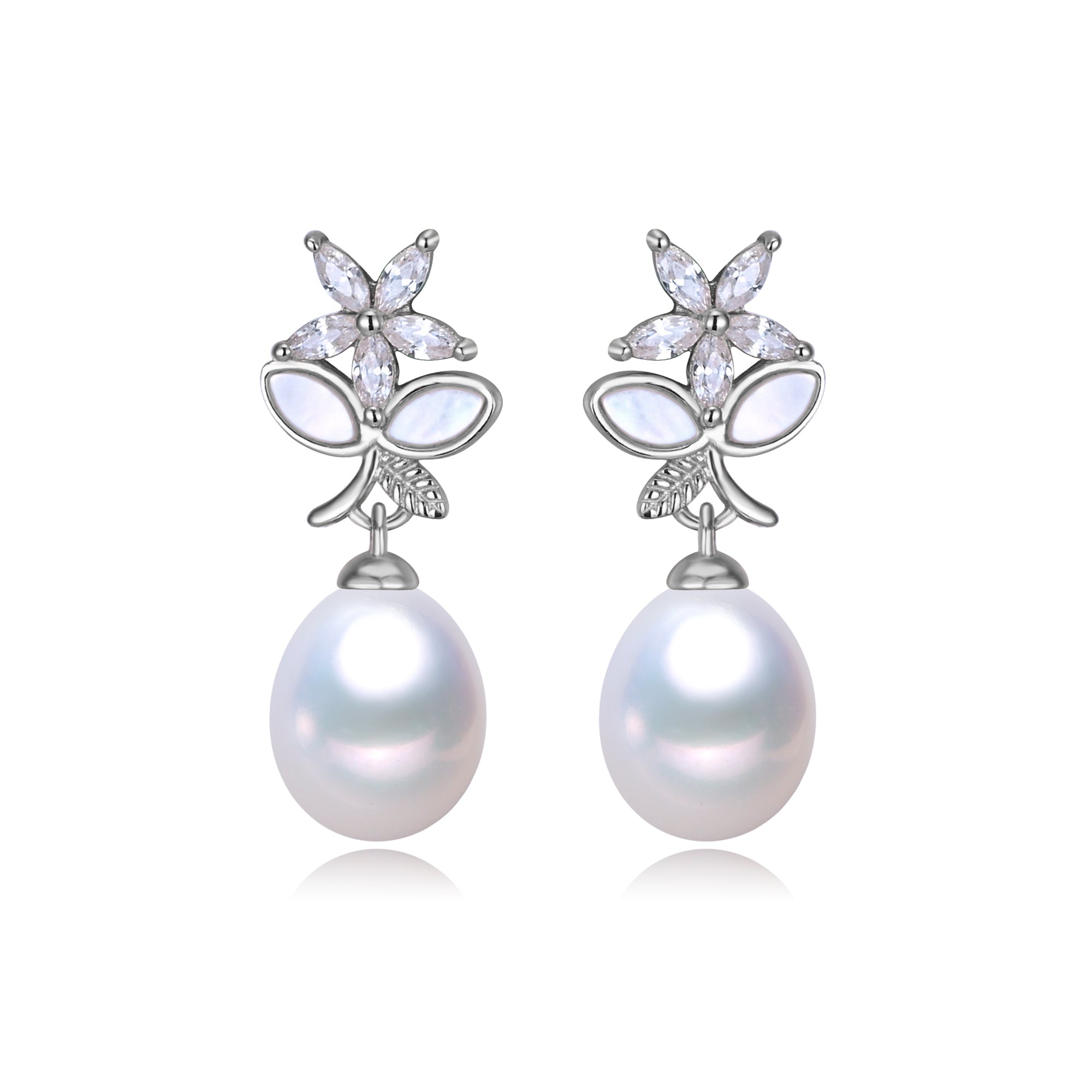 Perlore Garden AAA Teardrop Freshwater Pearl Drop Earrings