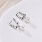Perlore Freshwater Pearl Drop Earrings U-Link Sterling Silver
