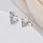 Perlore Sterling Silver Freshwater Button Pearl Bee Studs