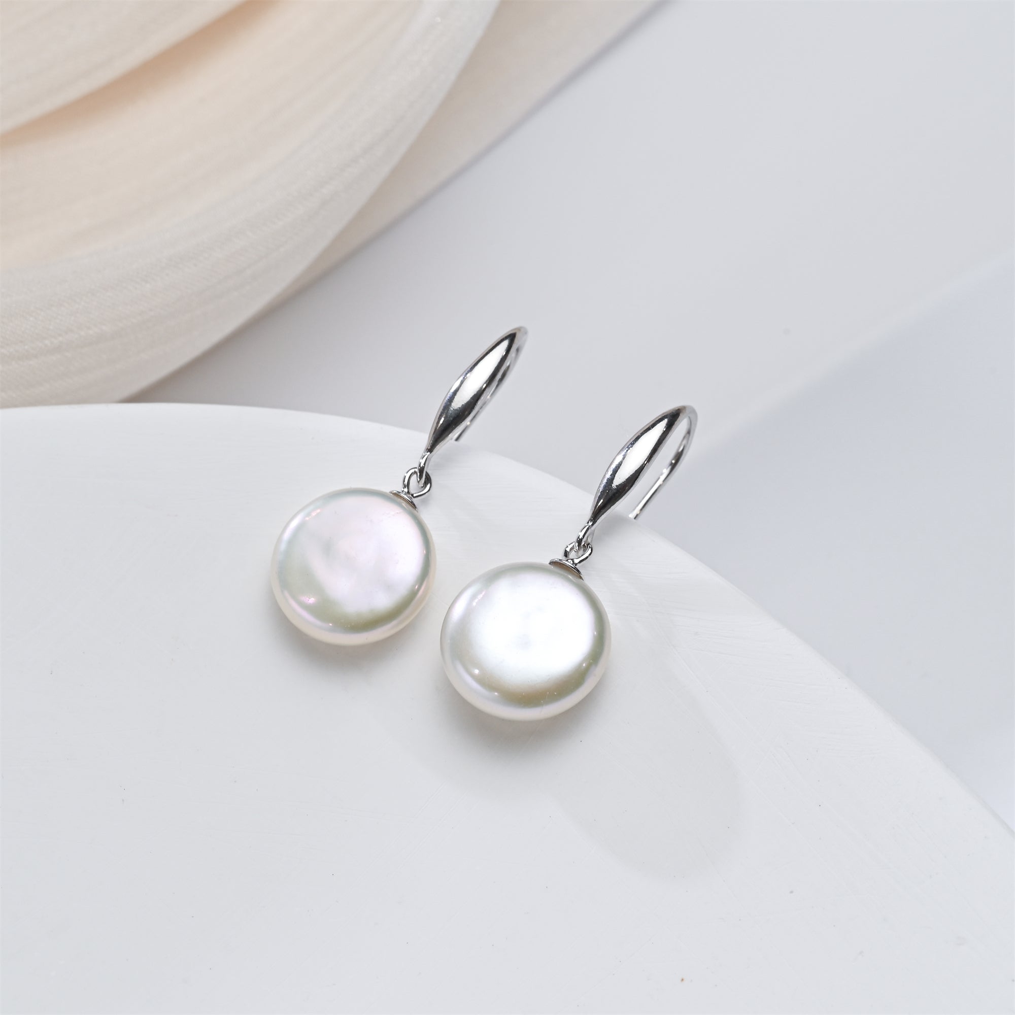 Perlore Freshwater Coin Pearl Statement Drops Earrings