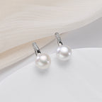 Classic Ribbon Pearl Button Earrings in Sterling Silver