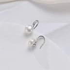 Classic Ribbon Pearl Button Earrings in Sterling Silver