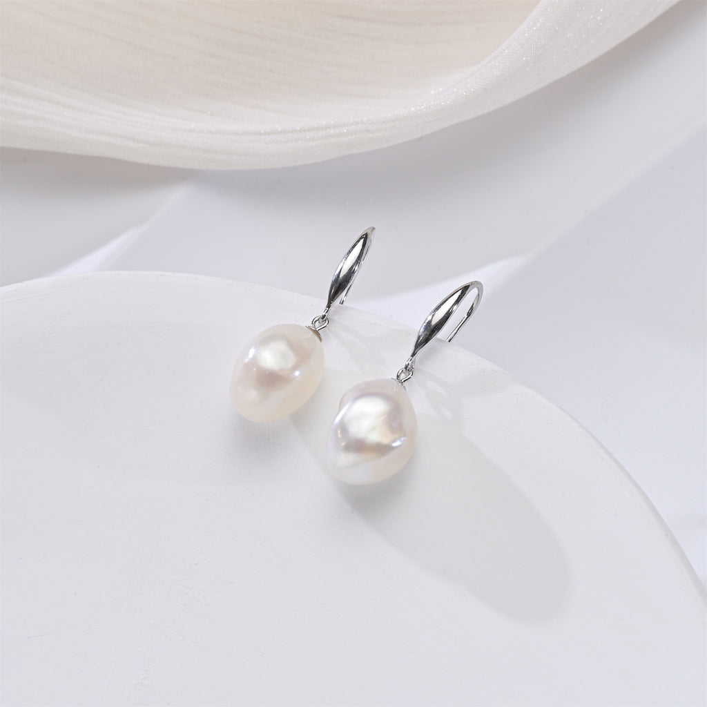 Perlore Graceful Curve Freshwater Baroque Pearl Drops Earrings