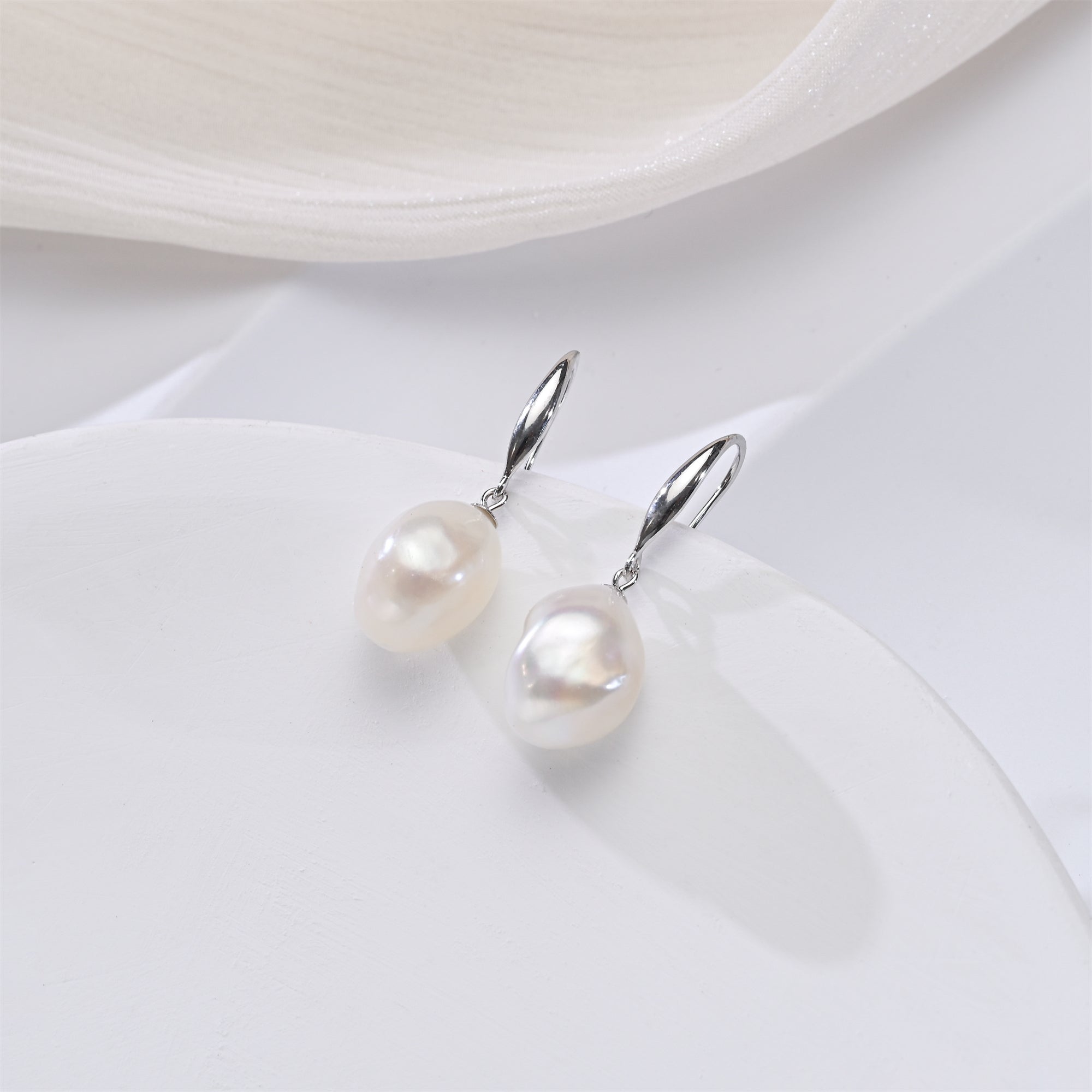 Perlore Graceful Curve Freshwater Baroque Pearl Drops Earrings