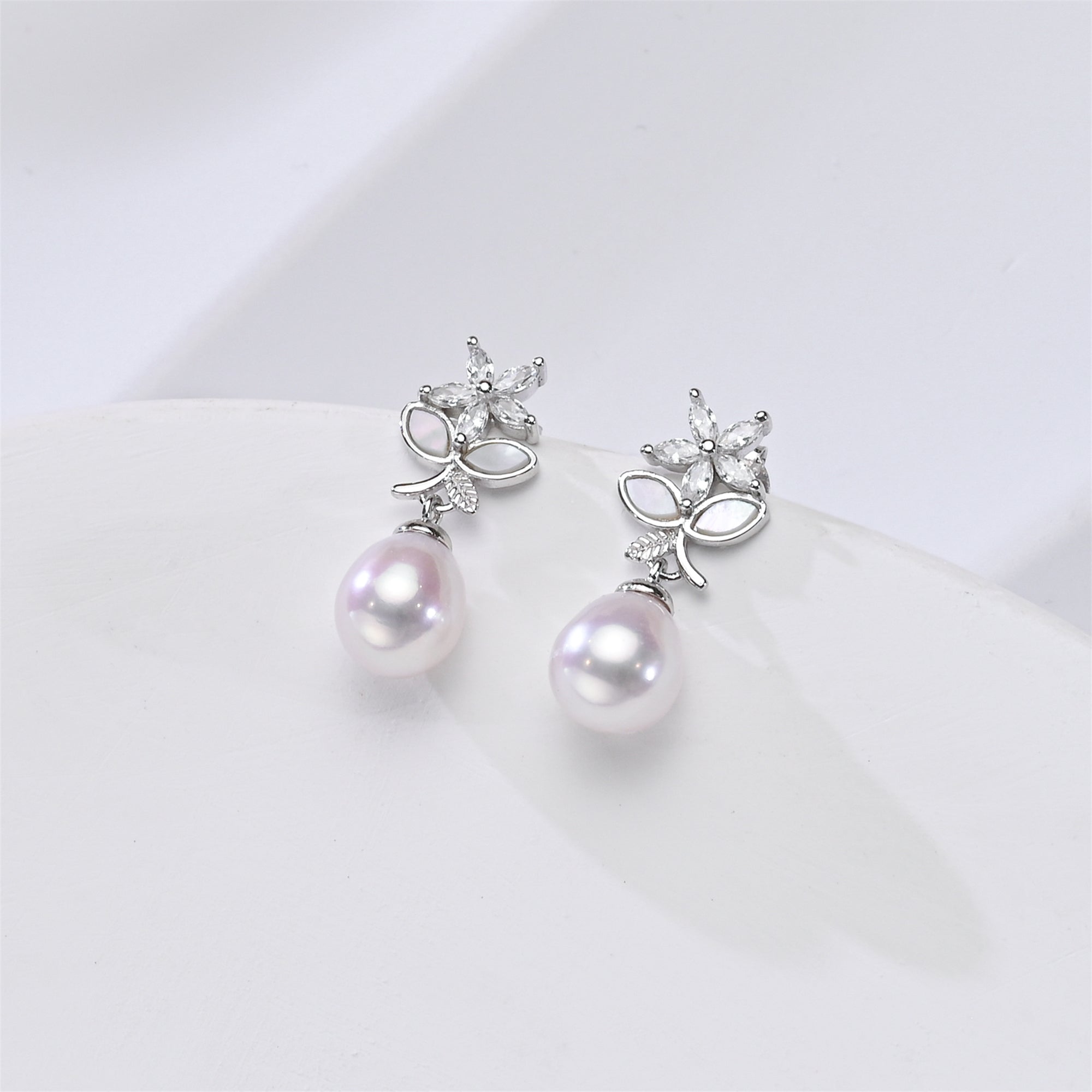 Perlore Garden AAA Teardrop Freshwater Pearl Drop Earrings