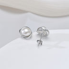 Perlore Freshwater Cultured AAA Button Pearl Halo Studs