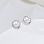 Perlore Freshwater Cultured AAA Button Pearl Halo Studs