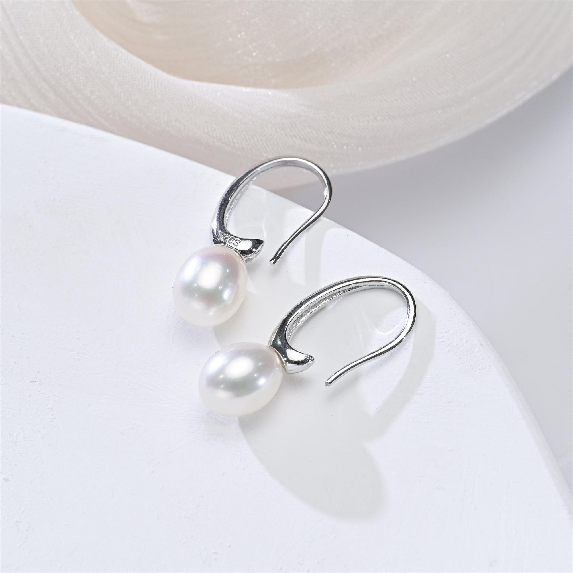 AAA 8-9mm Drop Pearl Earrings in 925 Sterling Silver