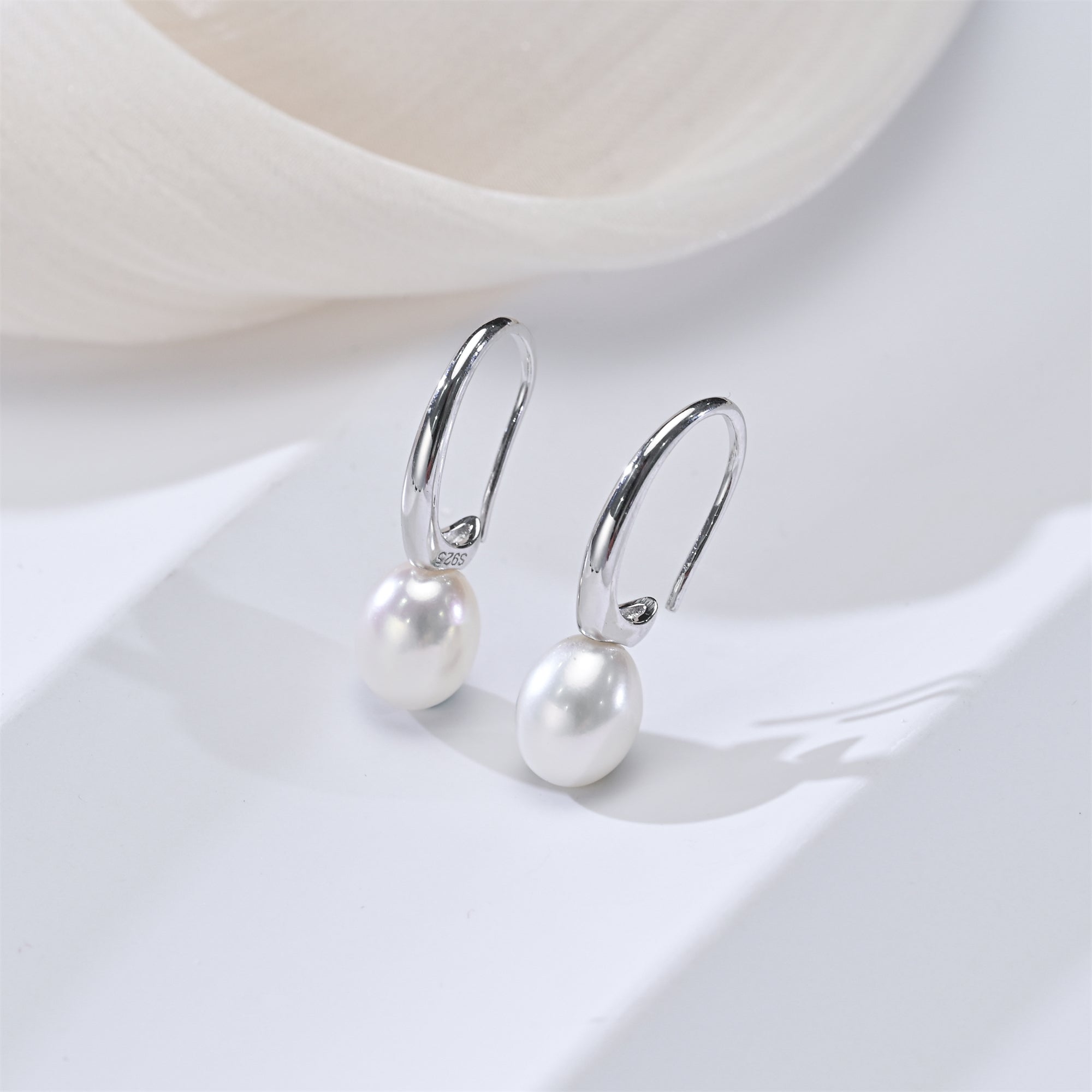 AAA 8-9mm Drop Pearl Earrings in 925 Sterling Silver