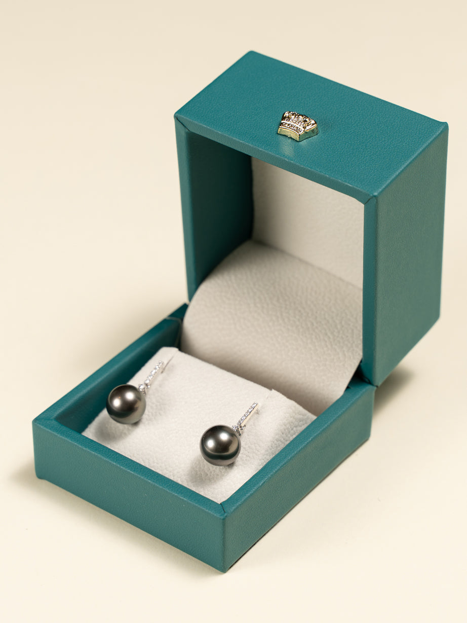 18K Tahitian South Sea Pearl Dangling Diamond Earrings