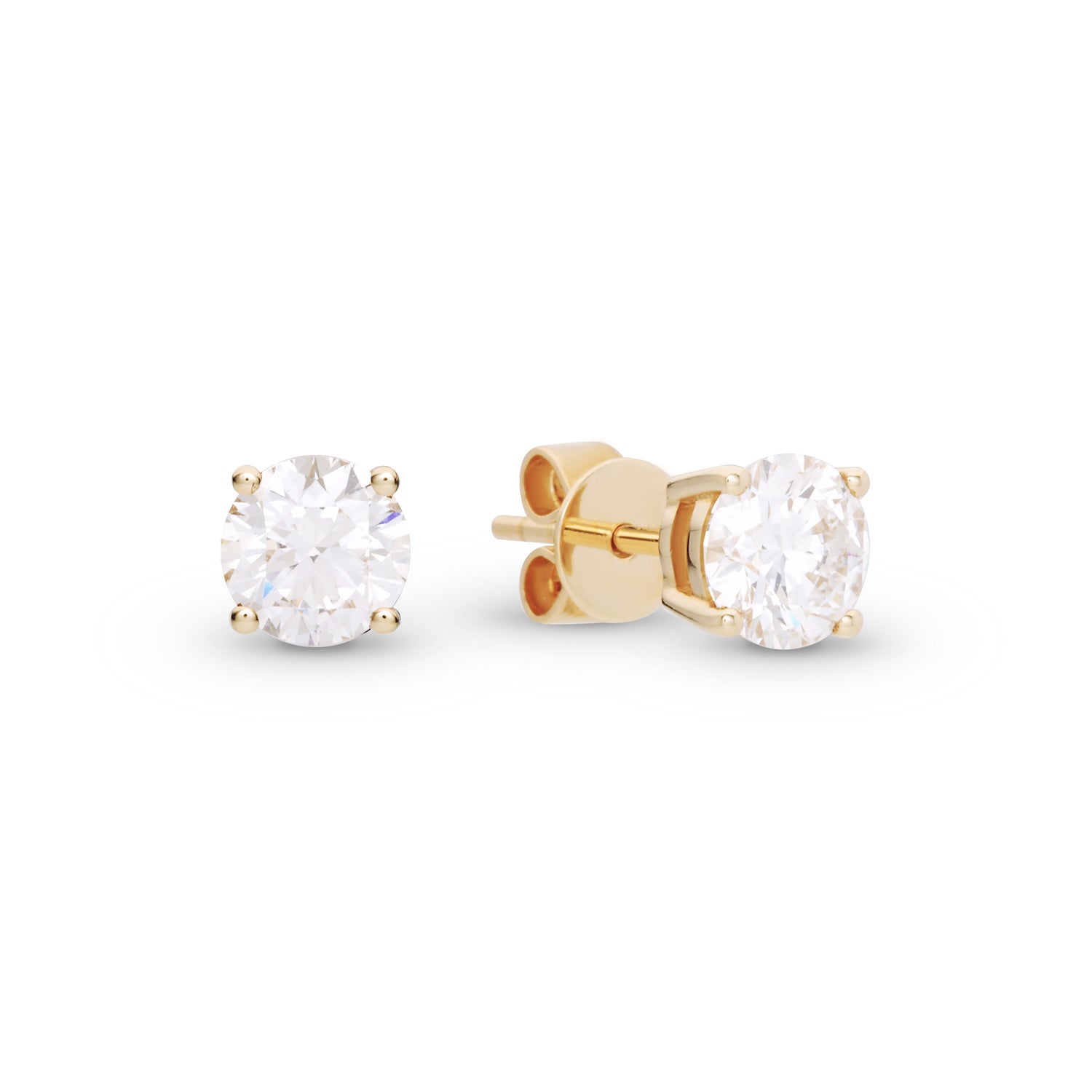 14K Yellow Gold Diamond Earrings-Basket 0.5ct x 2 Solitaire Studs