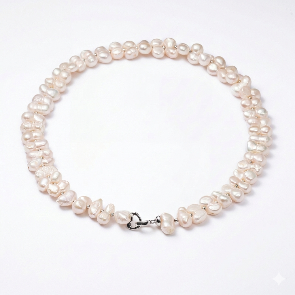 Perlore Shimmering Baroque Freshwater Pearl Strand in Sterling Silver – 18"