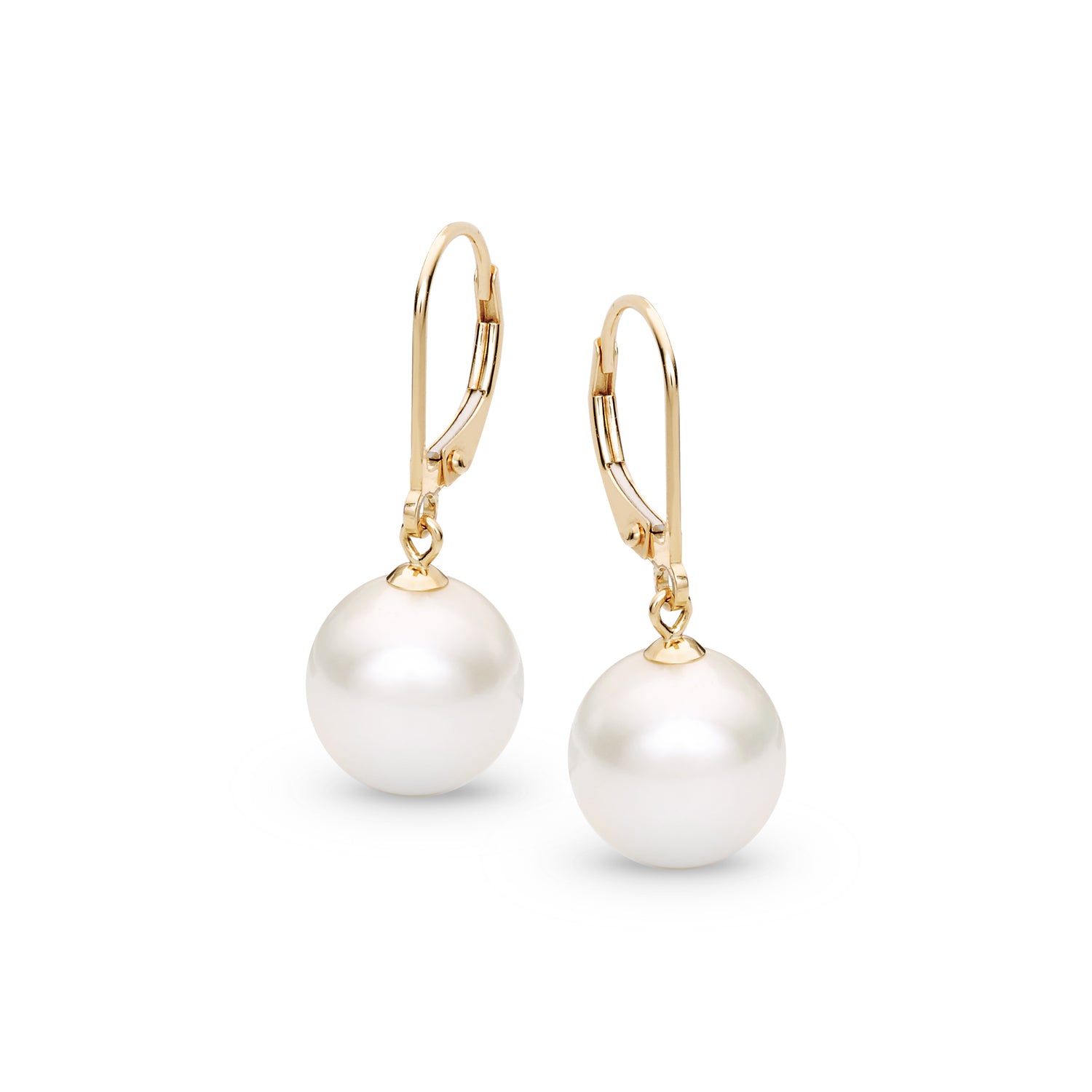 18K Yellow Gold Round Freshwater Pearl Earrings