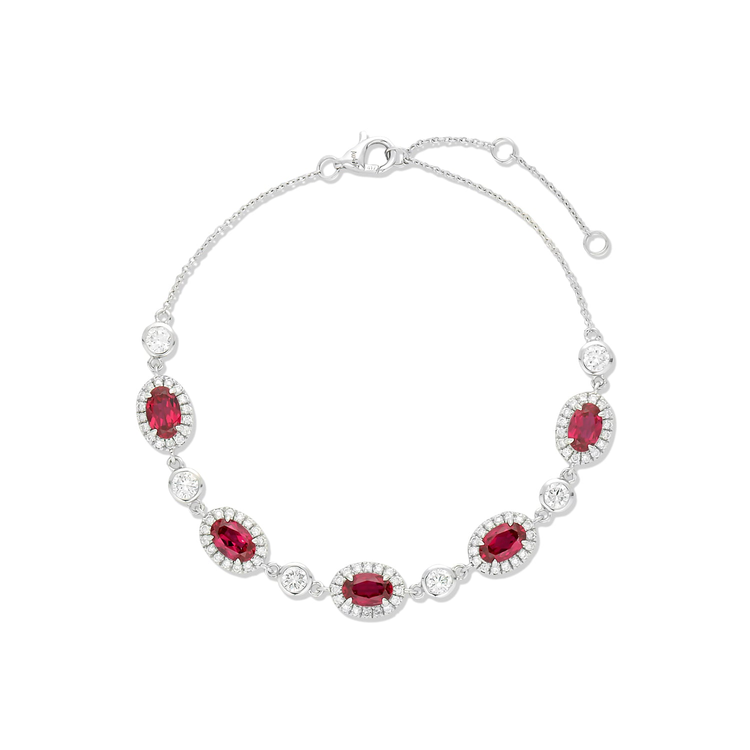 10K White Gold Ruby Diamond Bracelet
