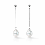 Perlore Minimalist Muse Freshwater Baroque Pearl Chain Drops Earrings