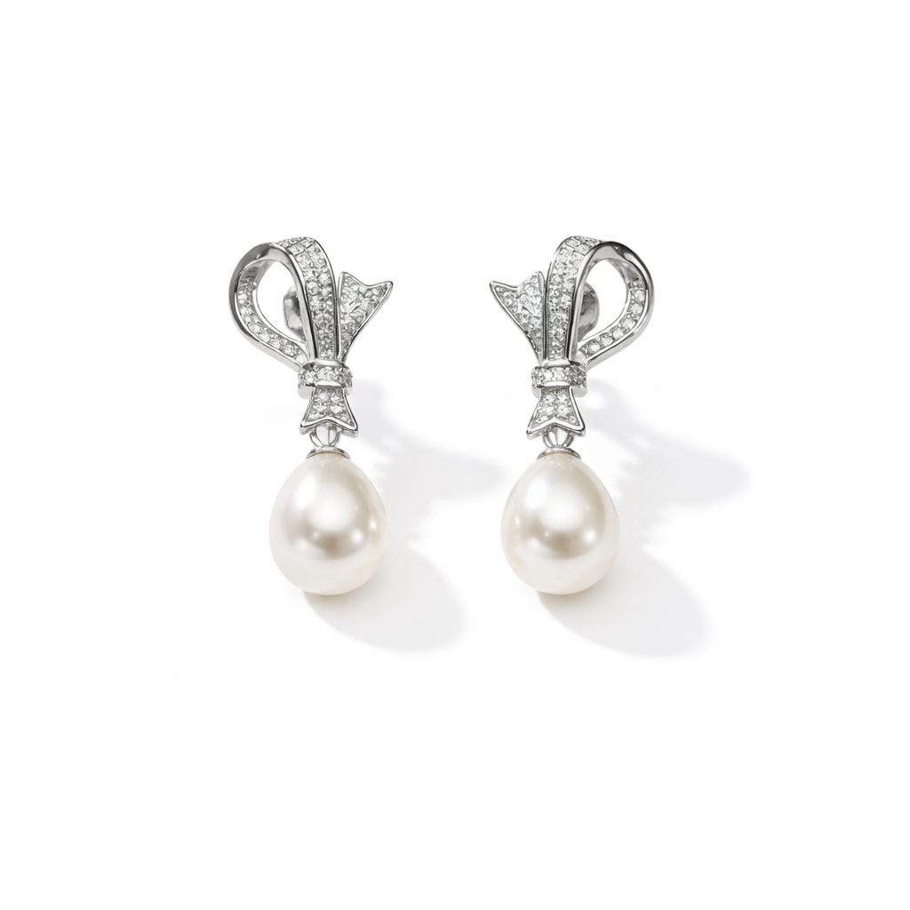 Perlore Freshwater Cultured Pearl Luminous Ribbon Teardrop Earrings in Sterling Silver